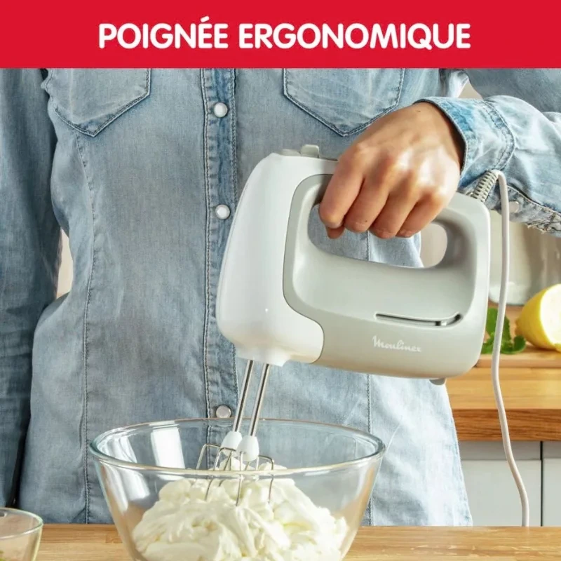 Utilisation du batteur électrique Moulinex avec poignée ergonomique