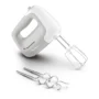 Batteur électrique Moulinex blanc et gris avec fouets et crochets pétrisseurs