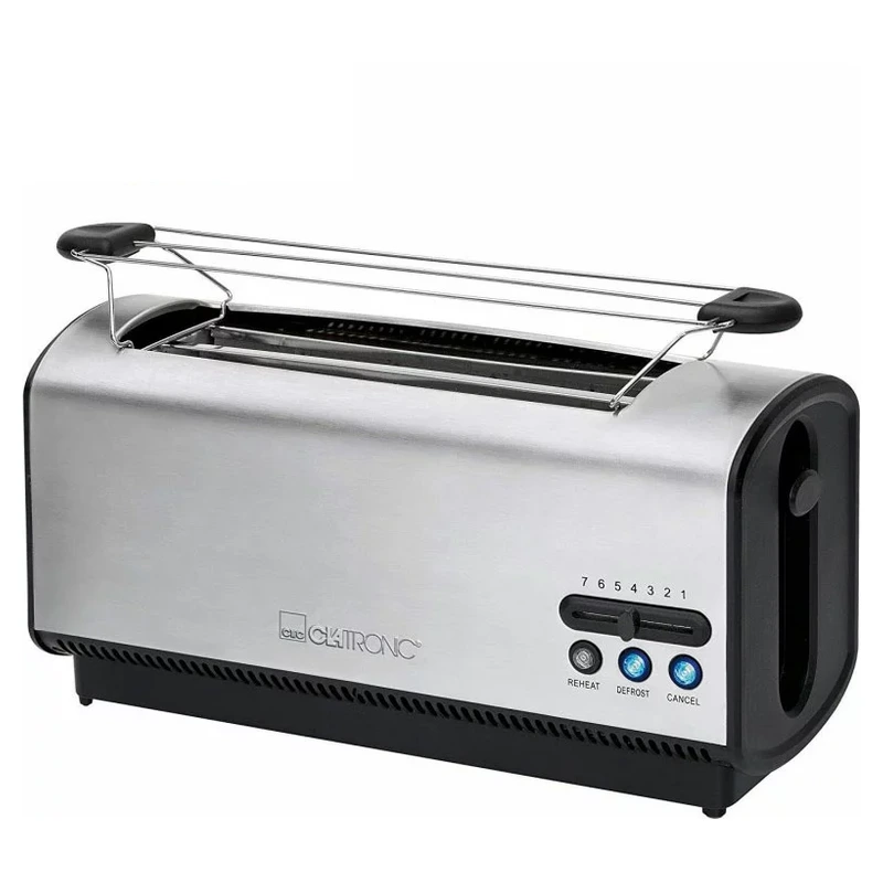 Grille-pain Clatronic TA 3687 en Inox avec support chauffe-pain