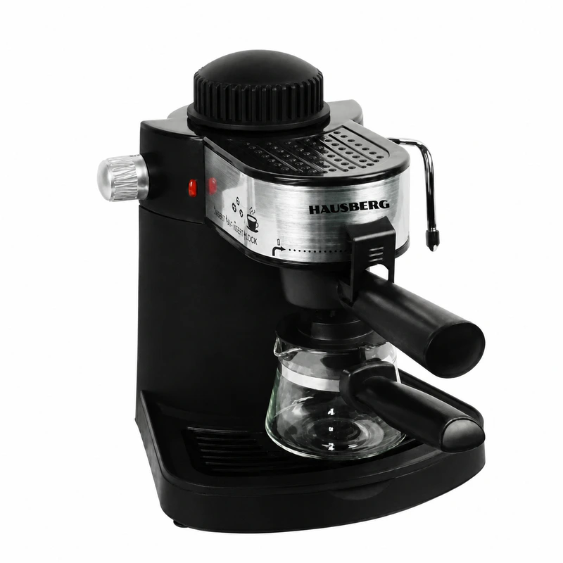 Machine à expresso Hausberg HB-3715 noire avec carafe en verre