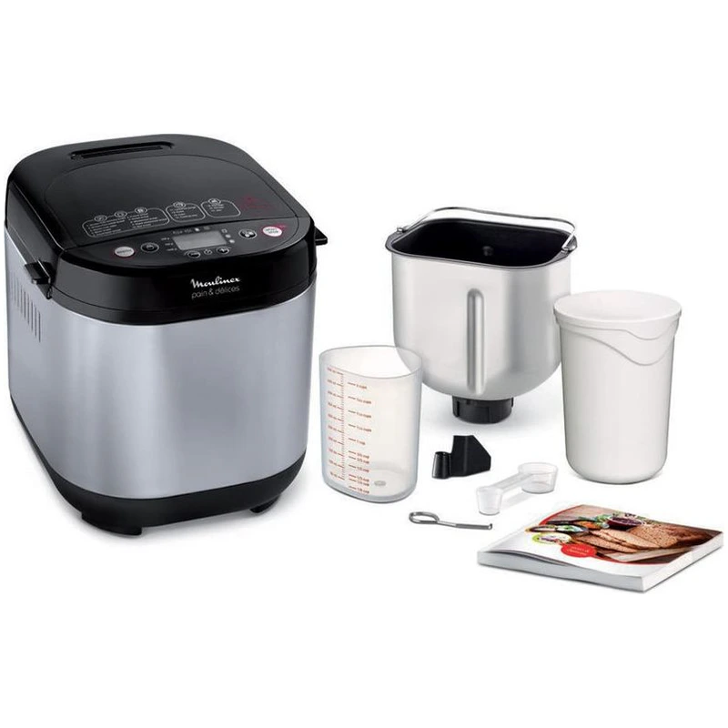 Machine à pain Moulinex OW240E30 avec cuve, pot, verre doseur et accessoires