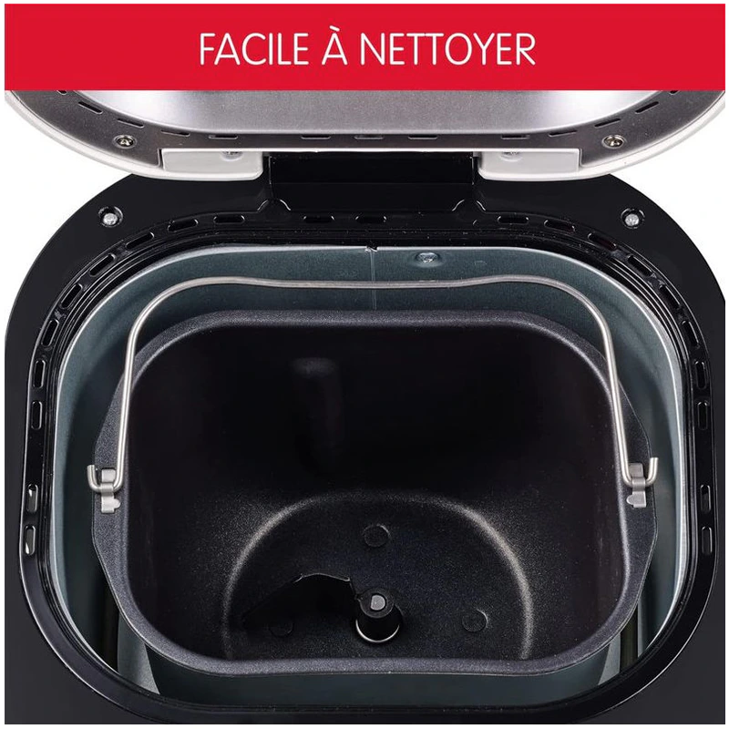 Cuve amovible et intérieur facile à nettoyer de la machine à pain Moulinex