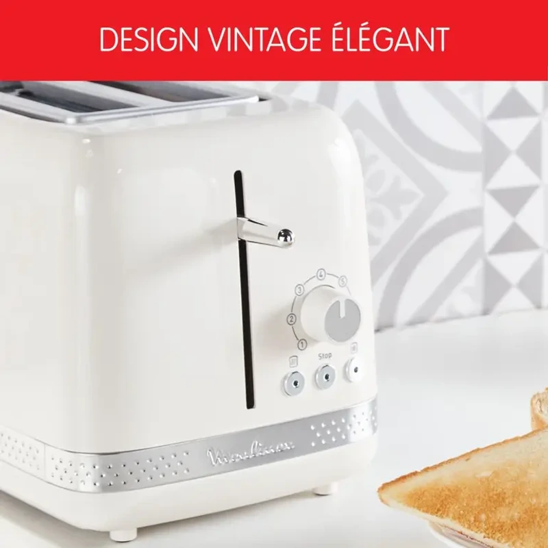 Design vintage élégant du grille-pain Moulinex LT300A10 ivoire