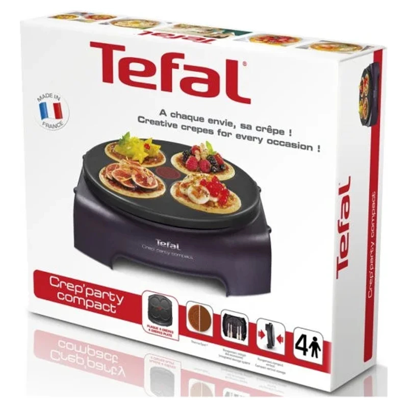 Boîte de la crêpière Tefal Crep’Party Compact PY303633 pour quatre personnes