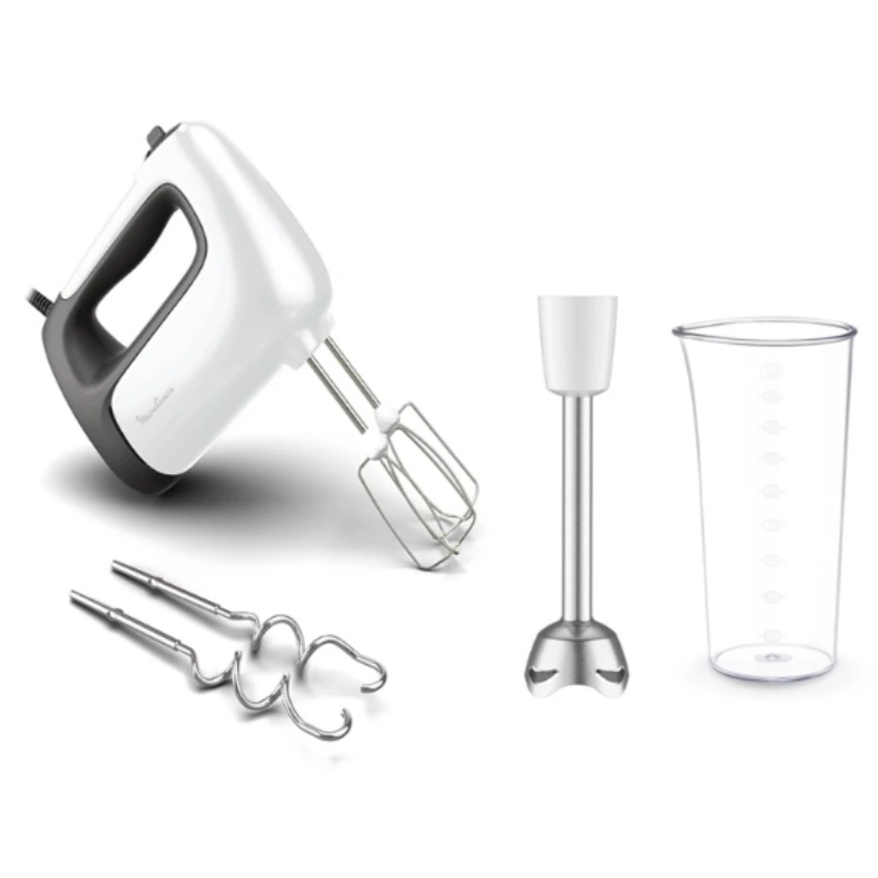 Batteur Moulinex HM462110 avec fouets, crochets, pied mixeur et gobelet