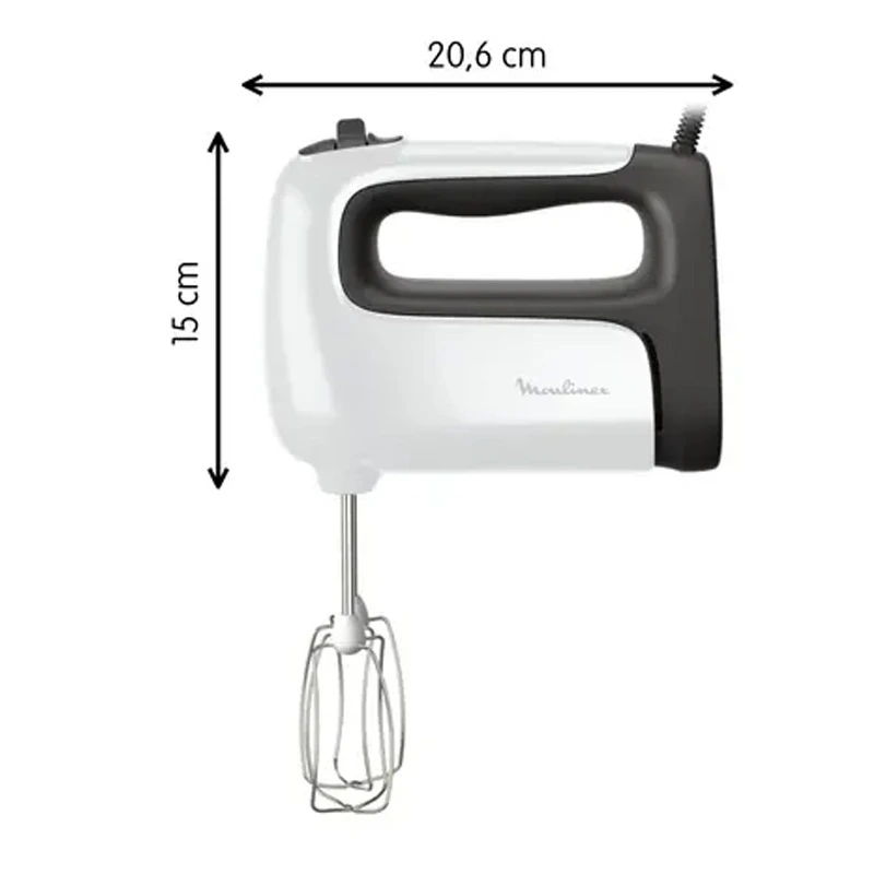 Dimensions du batteur Moulinex Prep’Mix HM462110, 20,6 × 15 cm