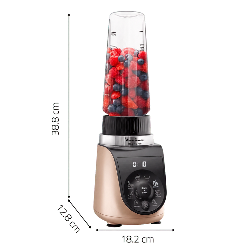 Dimensions du Blender Up Moulinex LM190AFO avec hauteur de 38,8 cm
