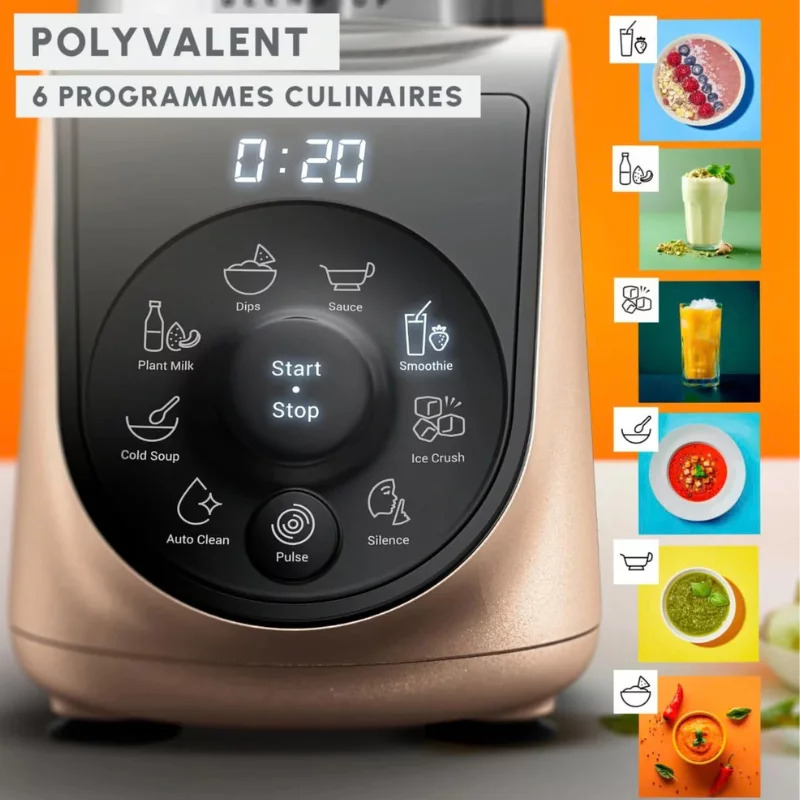 Programmes pour smoothies, lait végétal, glace pilée, soupe froide, sauce et dips du Moulinex LM190AFO