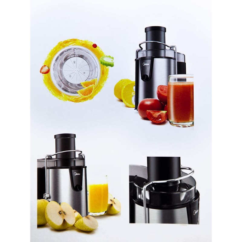 Présentation de la centrifugeuse Midea avec fruits et jus frais