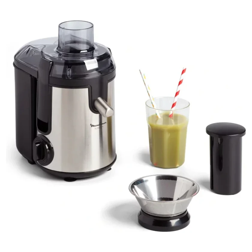 Centrifugeuse Moulinex JU420D10 avec poussoir, filtre et verre de jus