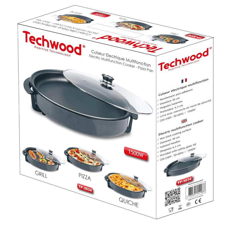 Cuiseur électrique multifonction Techwood 30 cm 1500W TP-3034 avec emballage