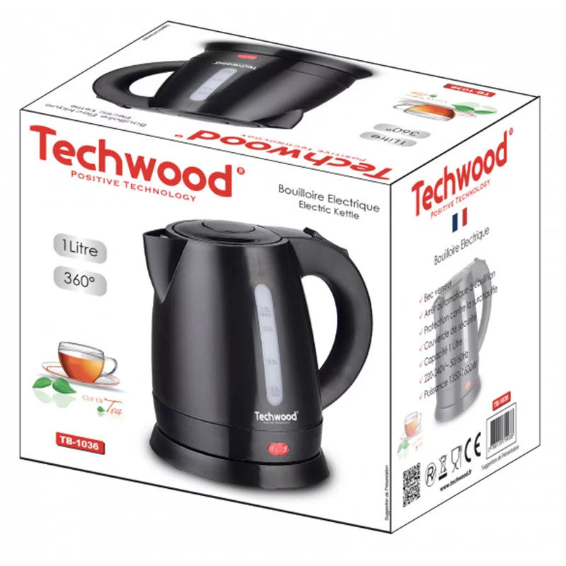 Boîte de la bouilloire électrique Techwood TB-1036 noire