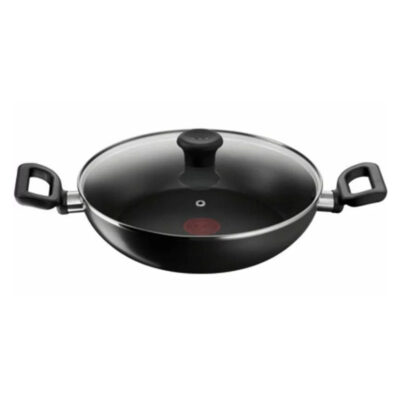 FAITOUT TEFAL DELICIA NOIR 24CM + COUVERCLE EN VERRE B4689685