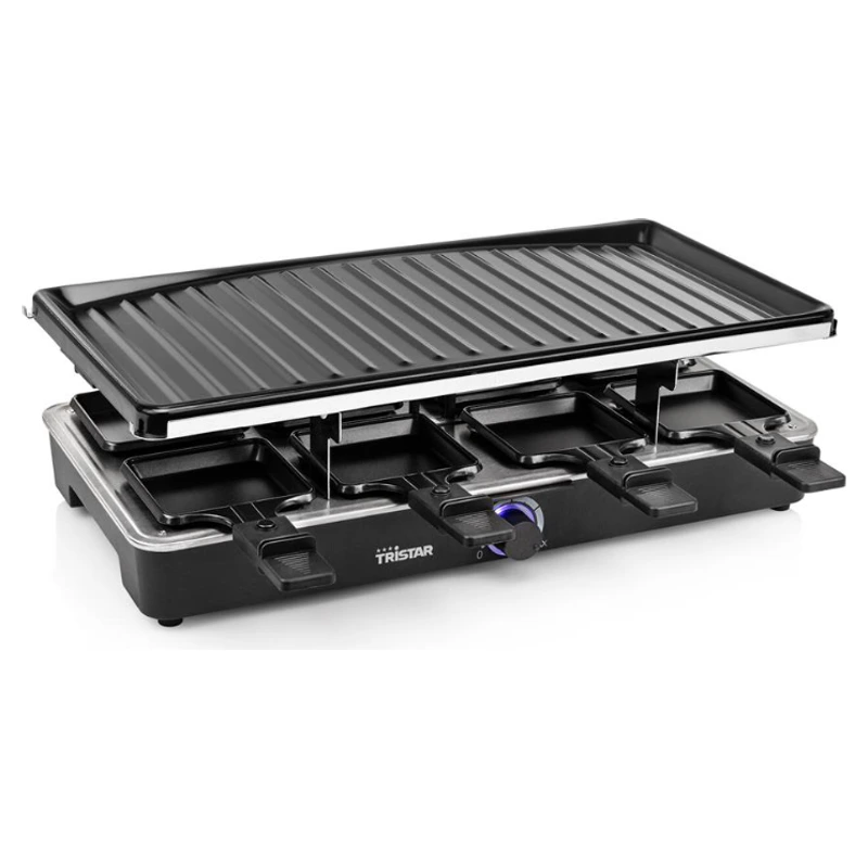 Appareil à raclette Tristar avec plaque grill et huit poêlons