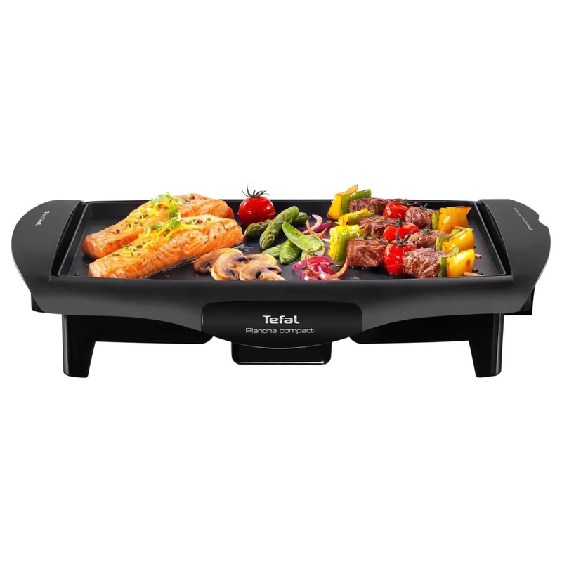 Plancha électrique Tefal CB500512 avec saumon, viande et légumes