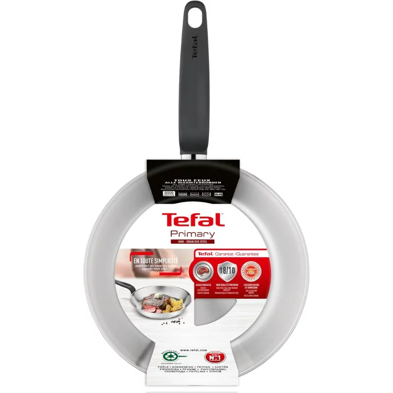 Poêle Tefal Primary 28 cm E3080604 avec étiquette produit