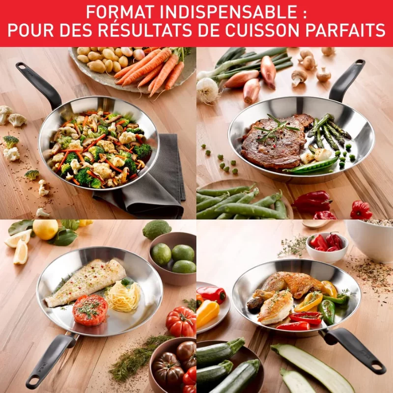 Poêle Tefal Primary 28 cm E3080604 avec exemples de cuisson