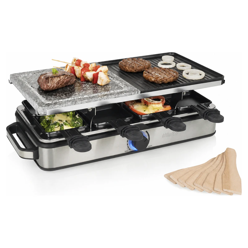 Cuisson de viandes, brochettes et légumes avec la raclette Princess 162635