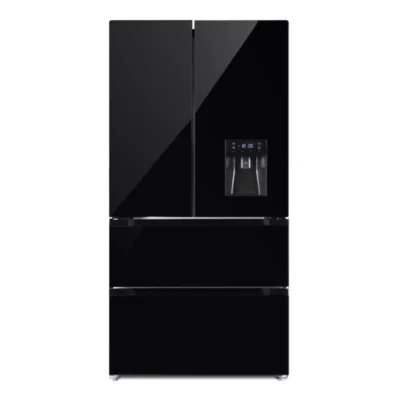 REFRI.S.B.S. HYUNDAI 2 POR.INVER.+TIROIRS VERRE NOIR 84CM HYN-84RFTBG
