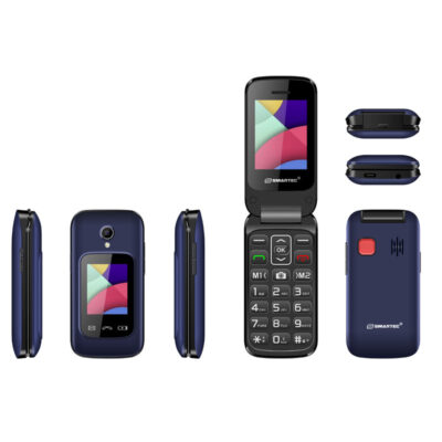 Téléphone portable Smartec F1 à clapet – Noir, Gris, Rouge ou Bleu marine